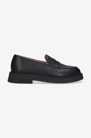 Kožené mokasíny A.P.C. Mocassins Gael dámské, černá barva, na plochém podpatku, PXBAA-F53276 BLACK