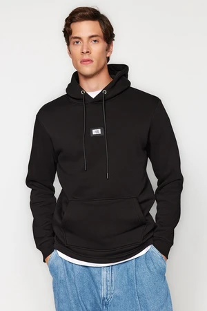 Trendyol Black Regular Cut Hooded Long Sleeve Sweatshirt