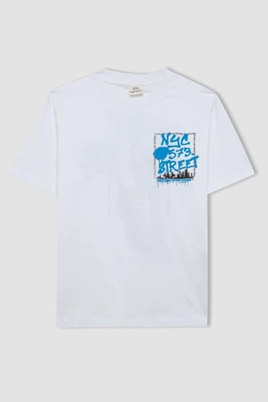 DEFACTO Boy's Crew Neck Printed Short Sleeve T-Shirt