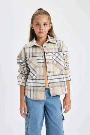 DEFACTO Girl's Checkered Long Sleeve Shirt