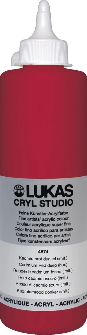 Lukas Cryl Studio Plastic Bottle Farba akrylowa Cadmium Red Deep Hue 500 ml 1 szt