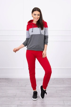 Set with colored stripes red+gray