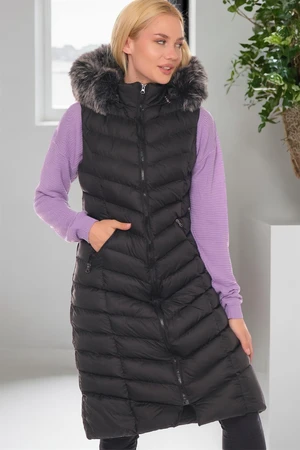 Z6684 DEWBERRY WOMEN'S VEST-LIGHT BLACK