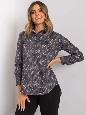 RUE PARIS Dark gray patterned shirt