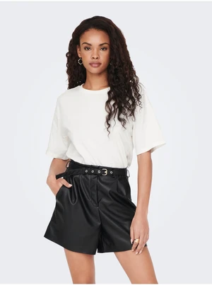 Black Women's Leatherette Shorts ONLY Heidi - Women