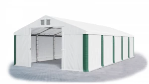 Garážový stan 4x6x2m střecha PVC 560g/m2 boky PVC 500g/m2 konstrukce ZIMA Bílá Bílá Zelené