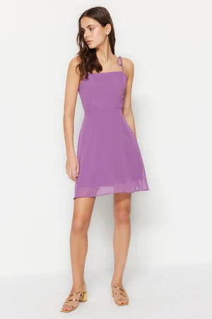 Trendyol Purple Woven Lined Chiffon Strap Mini Woven Dress