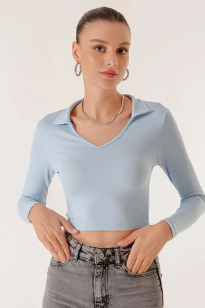 By Saygı Polo Neck Camisole Crop Blouse