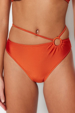 Trendyol High Waist Normal Leg Bikini Bottom with Cinnamon Accessories