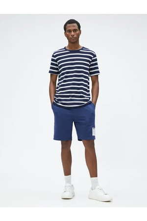 Koton Basic Shorts Tie the waist, Slogan and Printed Labels, Pockets.