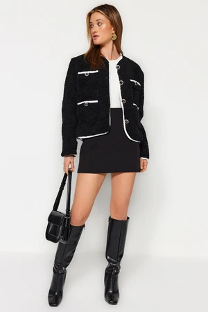 Trendyol Black Pocket Detailed Plush Jacket Coat