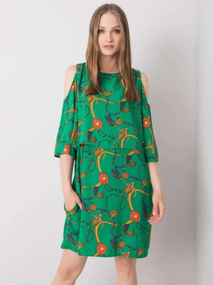 RUE PARIS Green patterned dress