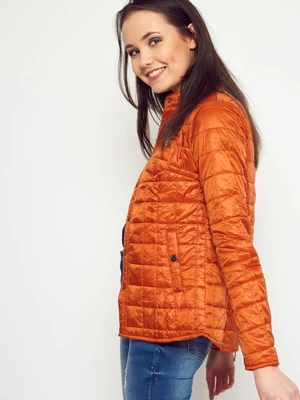 Quilted jacket with stand-up collar orange