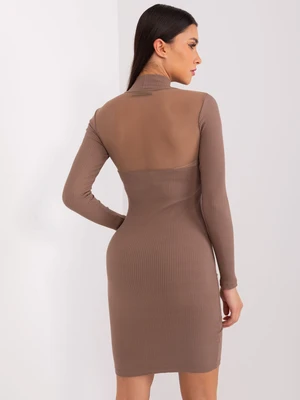 Brown fitted turtleneck dress BASIC FEEL GOOD