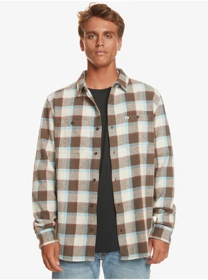 Men's Brown-Cream Plaid Shirt Quiksilver Balvraid - Men's