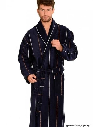 Men's bathrobe De Lafense 803 M-2XL navy blue - stripes 087