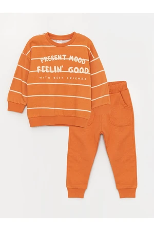 LC Waikiki Crew Neck Long Sleeved Baby Boy Sweatshirt and Trousers 2-piece Set