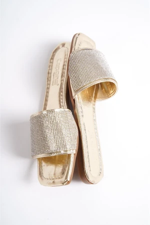 Capone Outfitters Single Strap with Stones, Flat Heel Women's Slippers