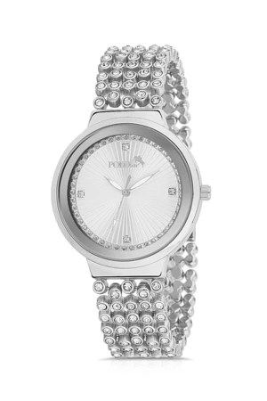 Polo Air Luxury Stone Strap Women's Wristwatch Silver Color