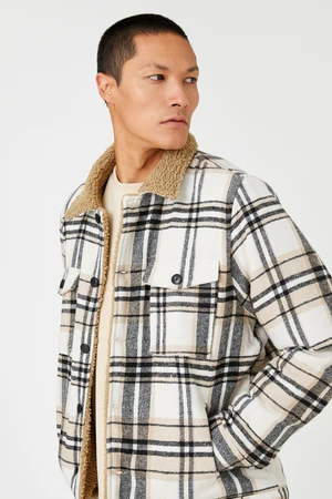 Koton Men's Beige Plaid Jacket