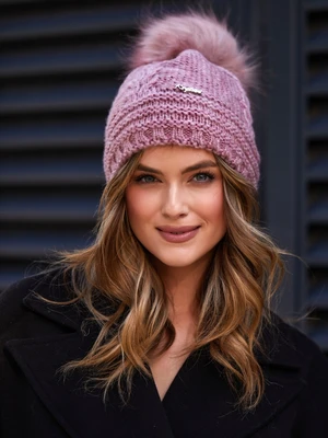 Dark pink women's cap for the winter