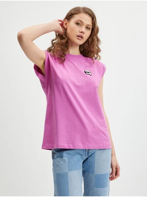 Pink Women's T-Shirt KARL LAGERFELD Ikonik - Women