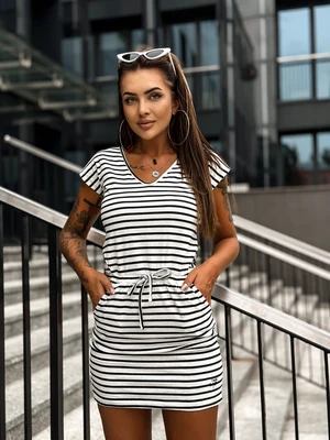 White and navy blue mini dress with stripes Mayflies