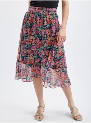 Orsay Red-Black Floral Skirt - Women