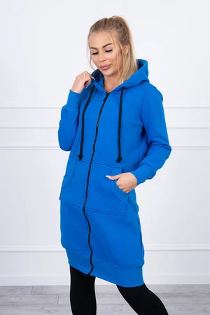 Long insulated hoodie violet blue