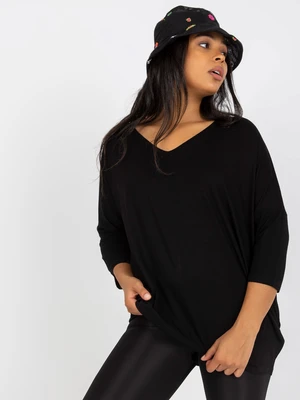 Black blouse for everyday wear with 3/4 sleeves