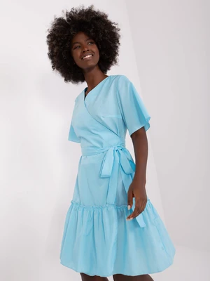 Light blue cotton dress with frill