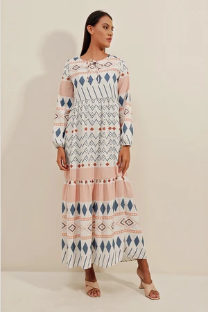 Bigdart 1947 Patterned Long Dress - Salmon