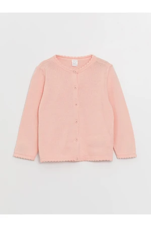 LC Waikiki Crew Neck Long Sleeve Baby Girl Knitwear Cardigan