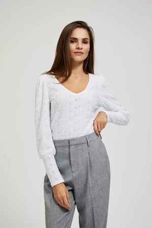 Openwork blouse with V-neck
