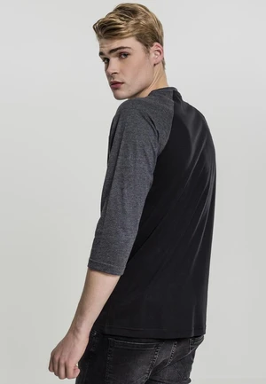 Contrasting 3/4 sleeve raglan t-shirt blk/cha