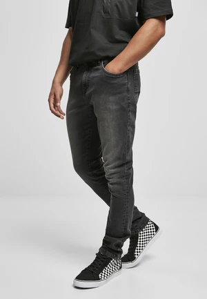 Slim Fit Zip Jeans Genuine Black Washed