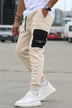 Madmext Light Beige Pocket Detailed Sweatpants 5475