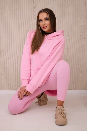 Cotton set insulated sweatshirt + leggings light pink