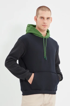 Trendyol Navy Blue Men's Regular Fit Hooded Cotton Sweatshirt