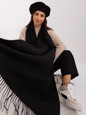 Black solid color women's scarf