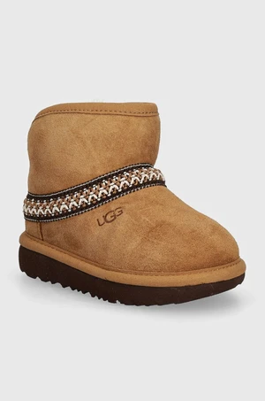 Dětské semišové sněhule UGG CLASSIC MINI CRESCENT hnědá barva, 1157697T