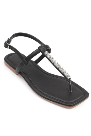 Capone Outfitters Capone Binoculars Women's Ankle Strap Flat Heel Sandals with Stones.