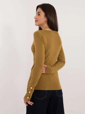 Olive classic sweater with a fitted cut