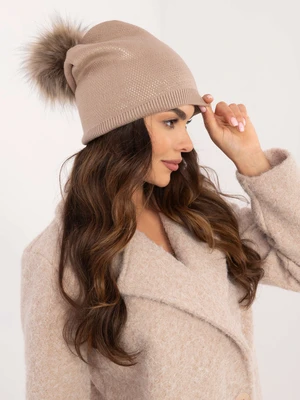 Dark beige shiny winter hat RUE PARIS