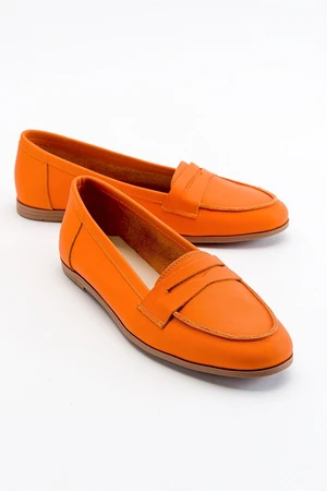 LuviShoes F02 Orange Skin Genuine Leather Women's Flats