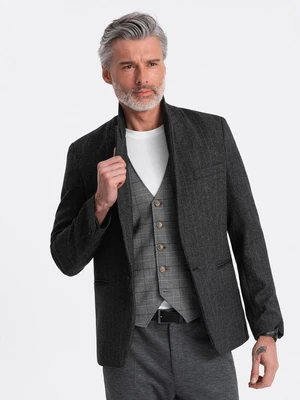 Ombre Stylish men's jacquard jacket with delicate stripes - graphite