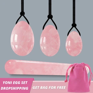 Rose Quartz Yoni Egg Jade Eggs Women Kegel Exerciser Jade Massager Vaginal Muscles Tightening Ball Crystal Kegel Eggs Yoni Wand