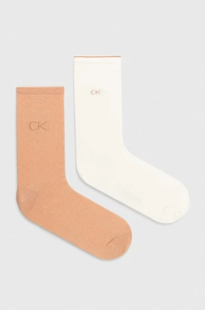 Ponožky Calvin Klein 2-pack dámské, růžová barva, 701228101