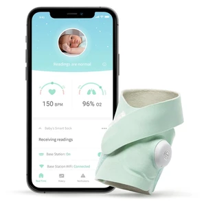 Owlet Smart Sock 3 0-18m chytrá ponožka Mint 2x1 pár