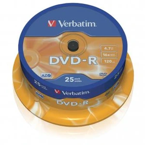 Verbatim DVD-R, Matt Silver, 43522, 4.7GB, 16x, cake box, 25-pack, bez možnosti potisku, 12cm, pro archivaci dat